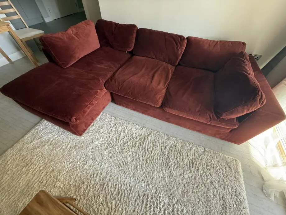 Made.com Amber Velvet, Samona Right Hand Facing Chaise End Sofa