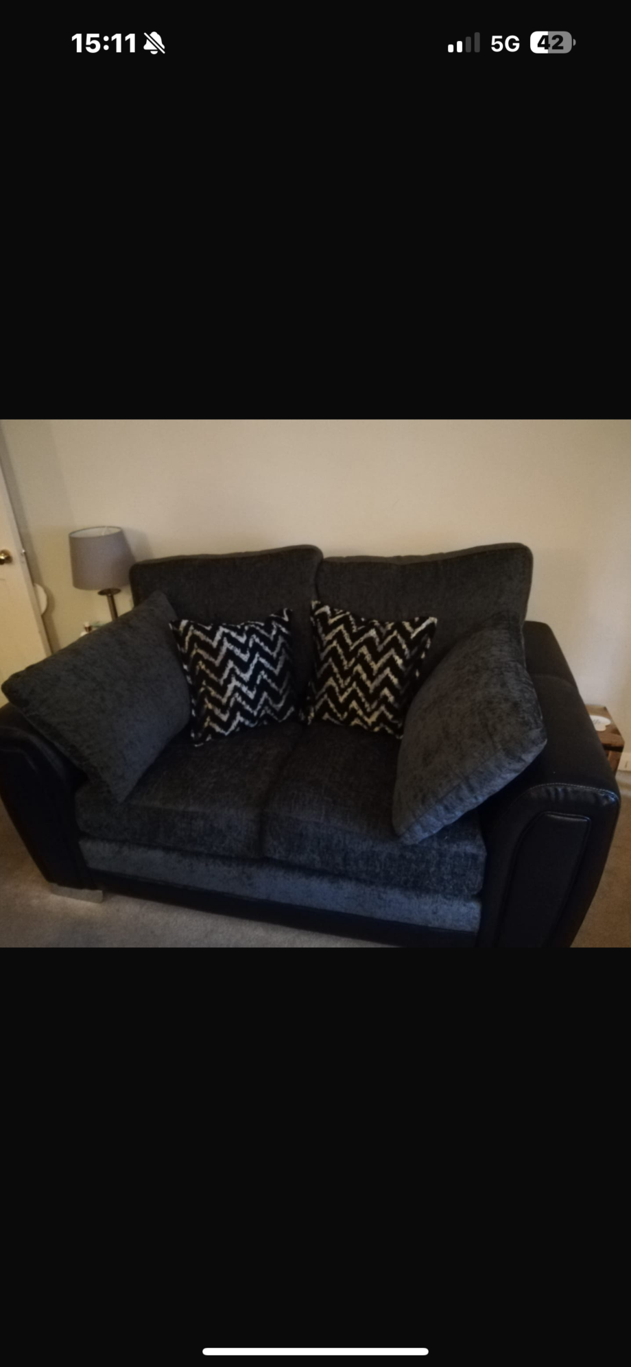Dfs 2, 2 seater black and grey sofas