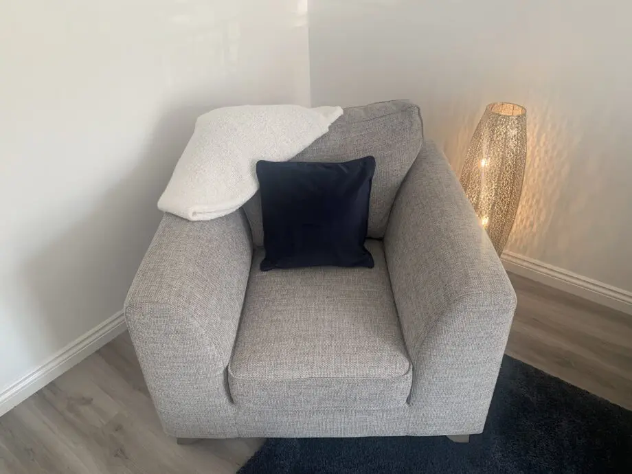 DFS, grey, Lorella, pillow back 4 seat sofa, arm chair & storage footstool.