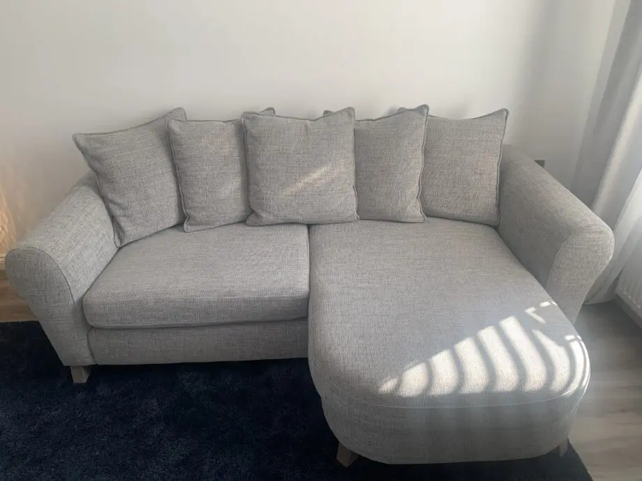 DFS, grey, Lorella, pillow back 4 seat sofa, arm chair & storage footstool.