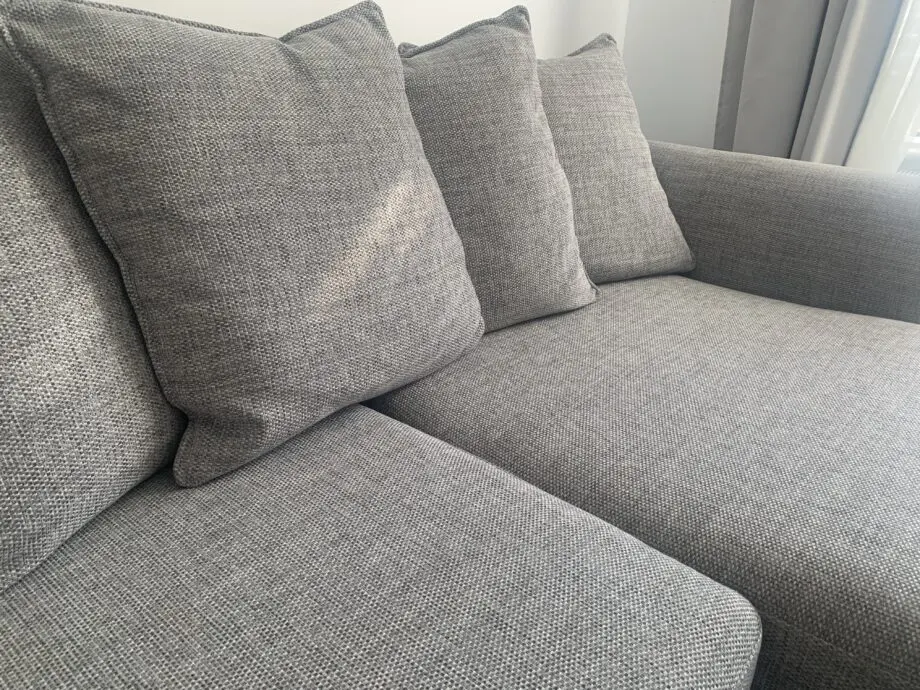 DFS, grey, Lorella, pillow back 4 seat sofa, arm chair & storage footstool.