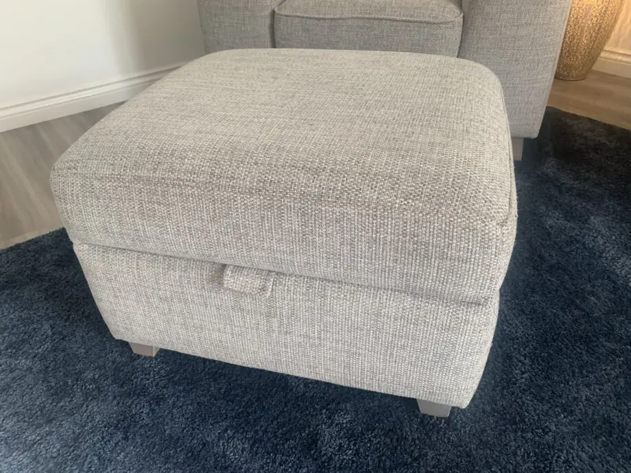 DFS, grey, Lorella, pillow back 4 seat sofa, arm chair & storage footstool.