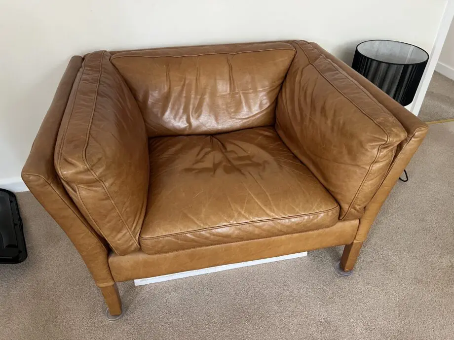 John Lewis Halo Groucho 3 seater medium sofa and armchair in riders nut leather