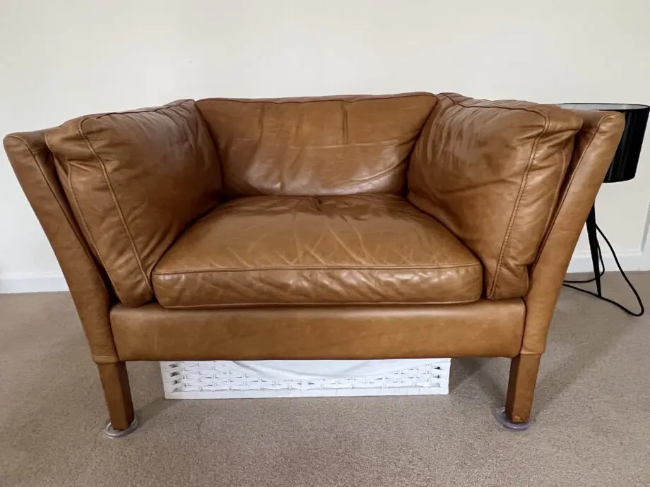 John Lewis Halo Groucho 3 seater medium sofa and armchair in riders nut leather