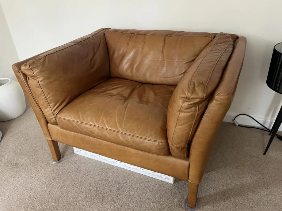 John Lewis Halo Groucho 3 seater medium sofa and armchair in riders nut leather