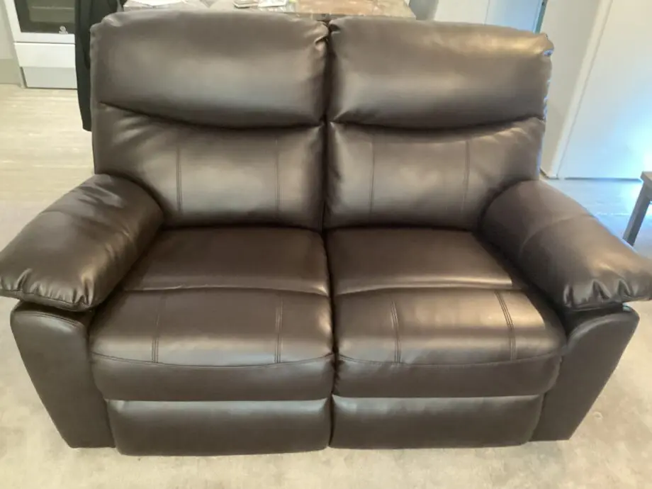 2 Seater Dual Recliner Brown Leather Sofa