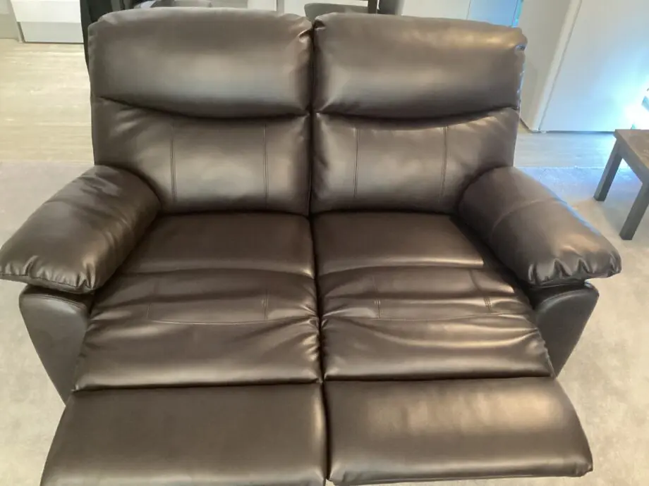 2 Seater Dual Recliner Brown Leather Sofa