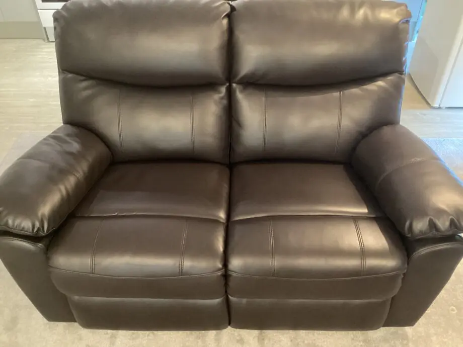 2 Seater Dual Recliner Brown Leather Sofa