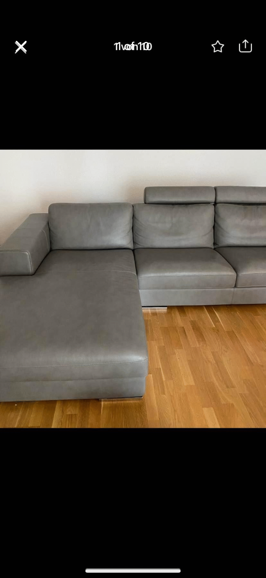 Grey leather sofa in great condition