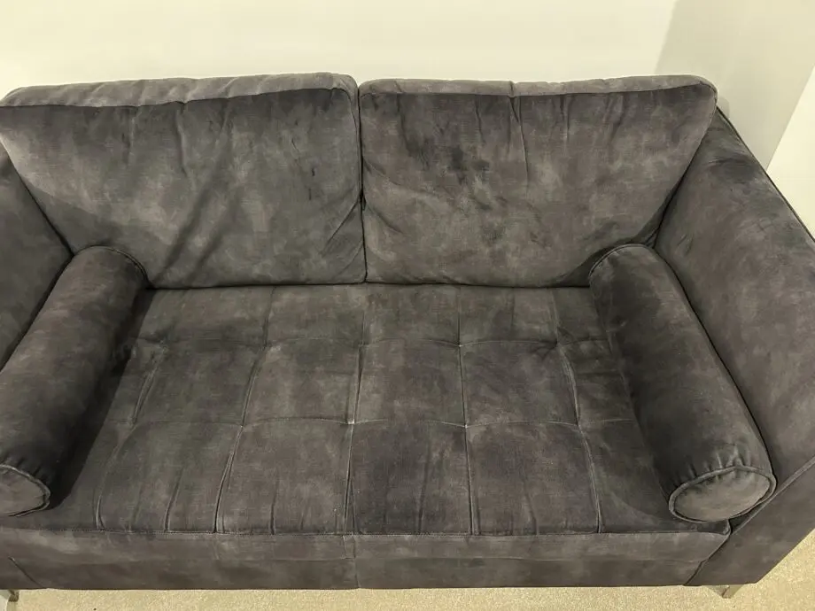 2 x 3 Seater Sofas Charcoal Grey with 4 Roller Cushions Harveys Furniture