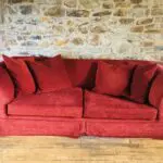 Dark red fabric 3 seater sofa