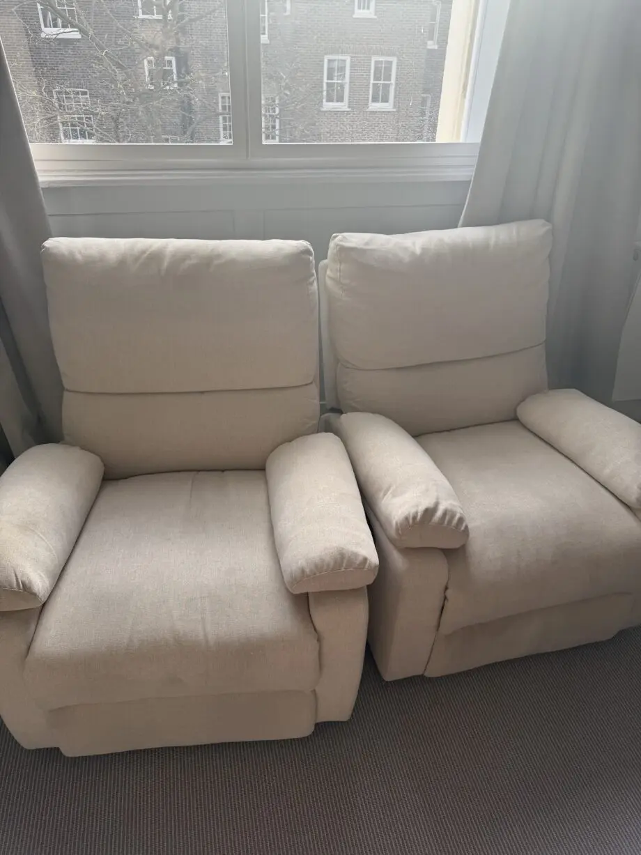 Two Single Sofa Chairs Manual Adjustable Reclining Armchairs