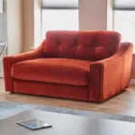 Alexander & James Ginger Rust Fabric Snuggler Sofa 2 Seater Velvet