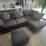 Fabb Furniture Charcoal Grey Sofa Set (Chaise + Storage Footstool + Cuddle Chair)