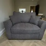 Fabb Furniture Charcoal Grey Sofa Set (Chaise + Storage Footstool + Cuddle Chair)