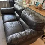 Brown leather 3/4 seater sofa