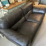 Brown leather 3/4 seater sofa