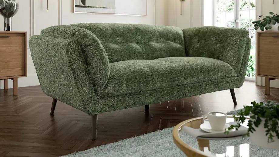 3 & 2 Seater Sofa Suite – Olive Chenille