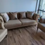 Chesterfield-Style 3-Seater Sofa & Two Wingback Armchairs – 3-Piece Suede Set