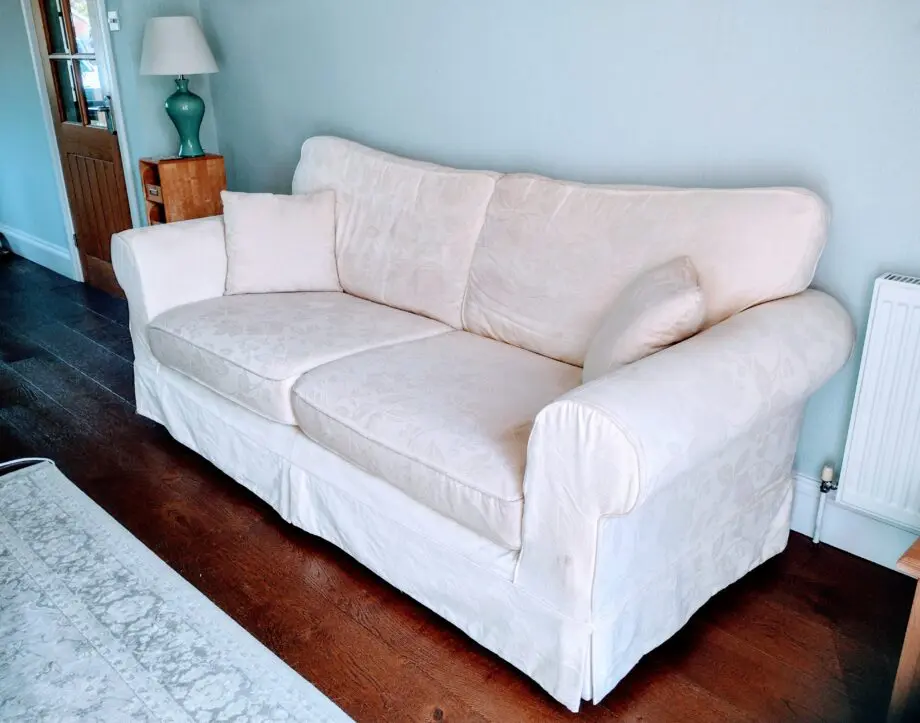 M&S 3 Seater Sofa in cream jacquard floral fabric