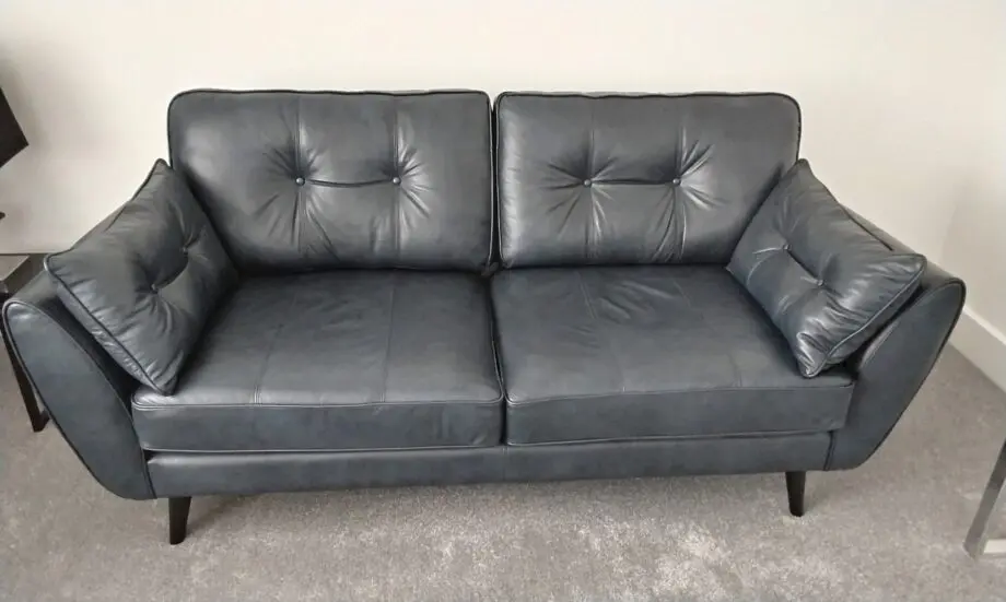 French connection blue leather sofa