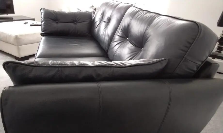 French connection blue leather sofa