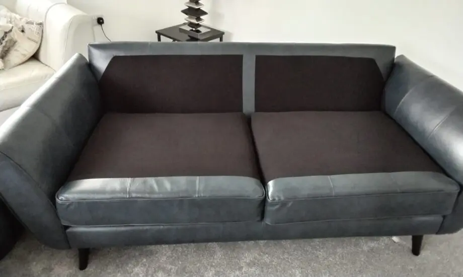 French connection blue leather sofa