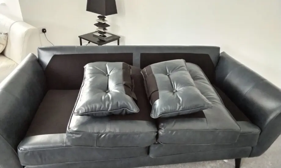 French connection blue leather sofa