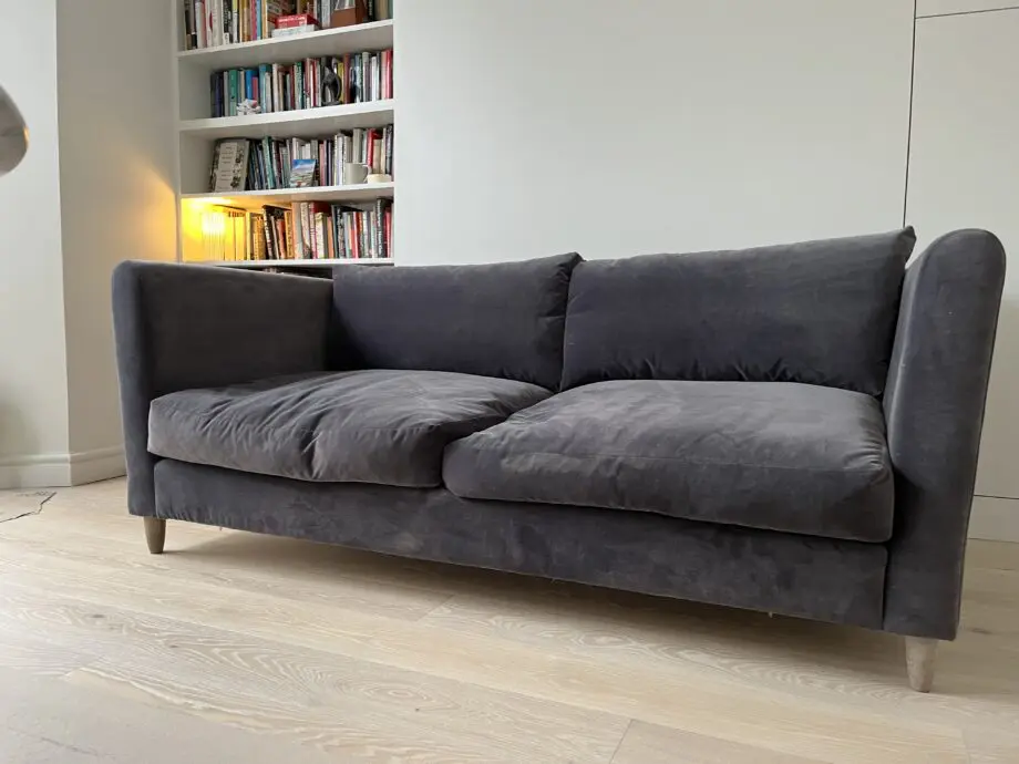 Loaf Flopster sofa in mid grey velvet (V. Good condition)
