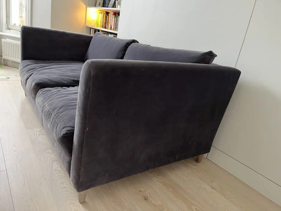 Loaf Flopster sofa in mid grey velvet (V. Good condition)