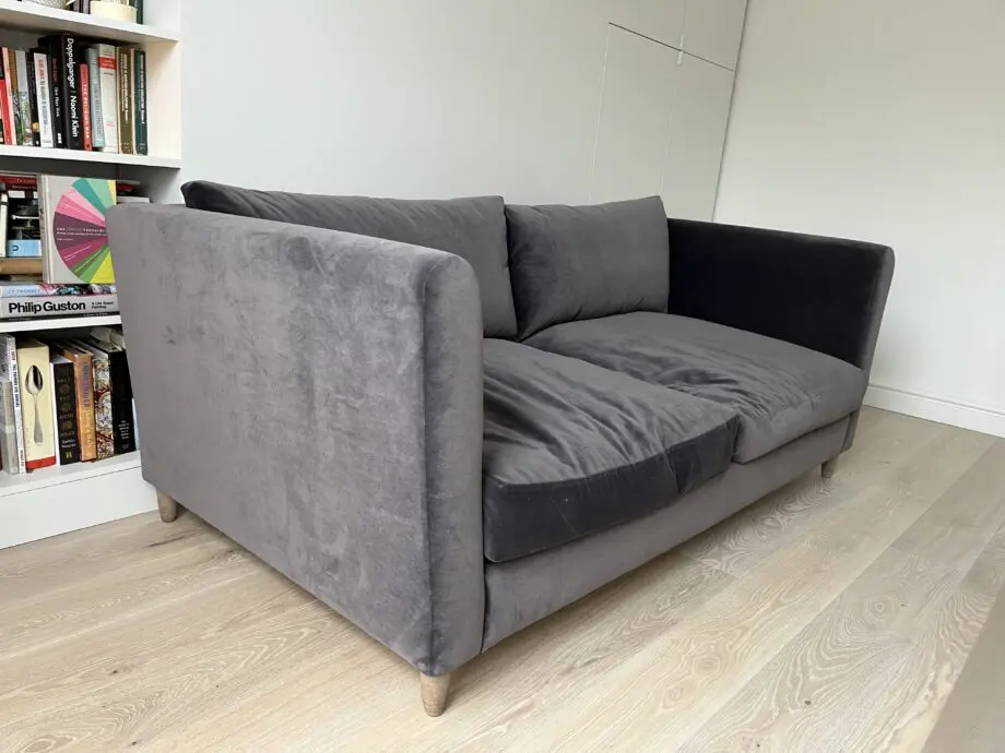 Loaf Flopster sofa in mid grey velvet (V. Good condition)
