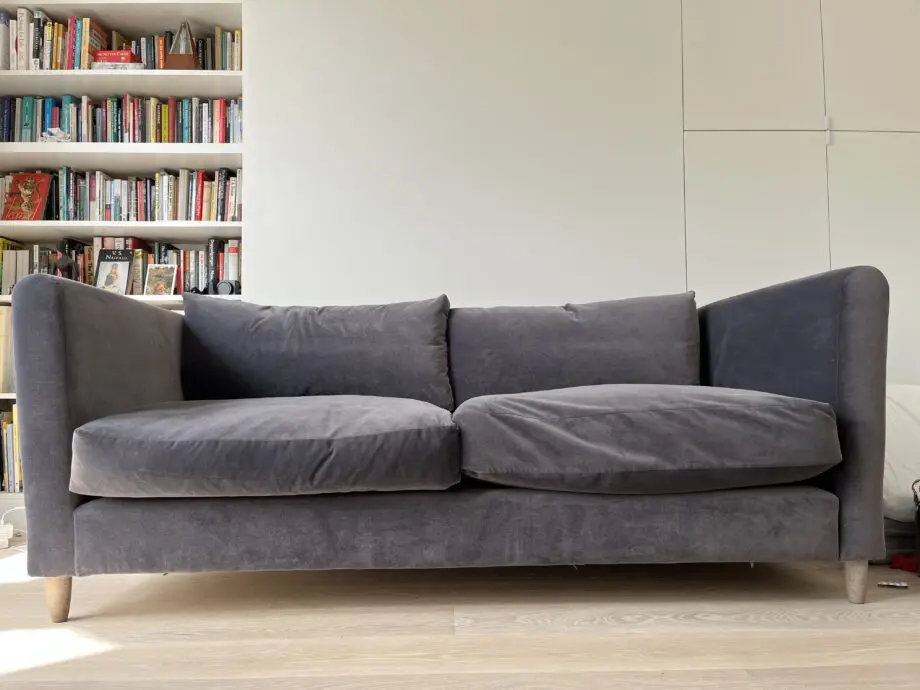 Loaf Flopster sofa in mid grey velvet (V. Good condition)