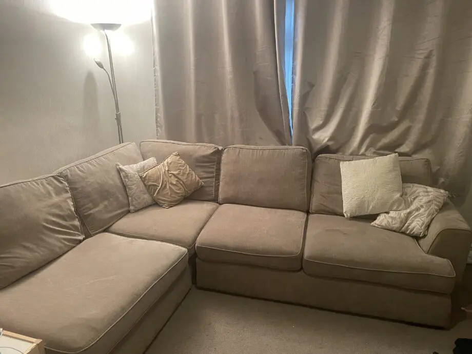 DFS Beige ‘Pryzm’ Corner Sofa In Good Condition