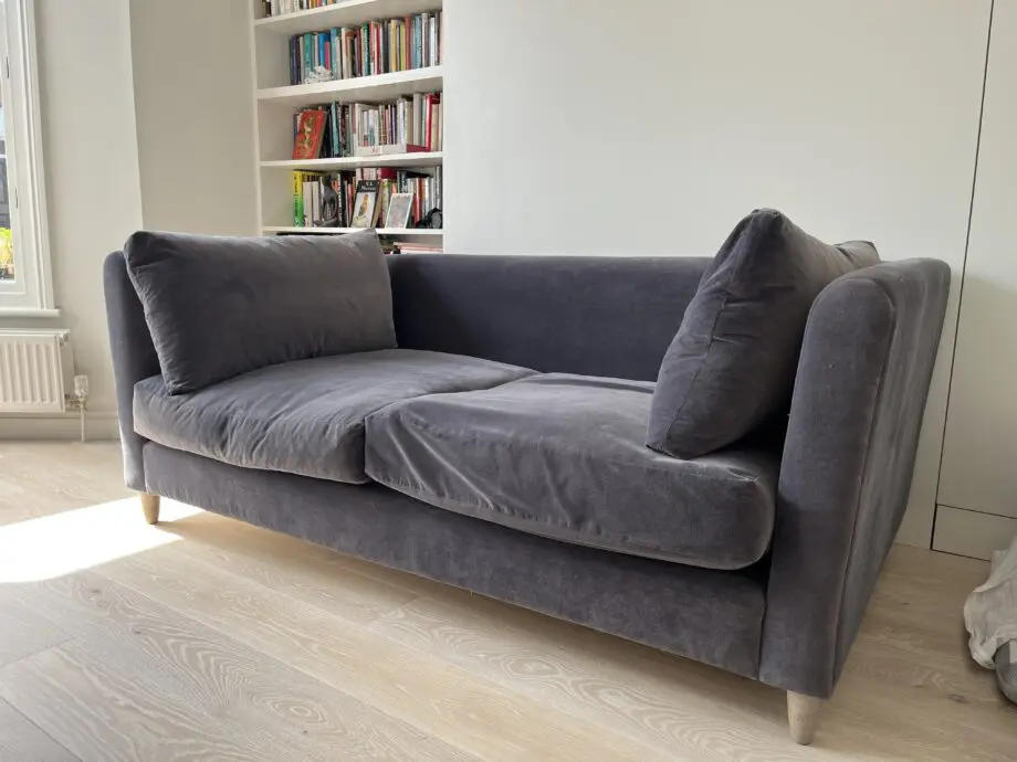 Loaf Flopster sofa in mid grey velvet (V. Good condition)