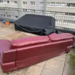 3 seat red sofa