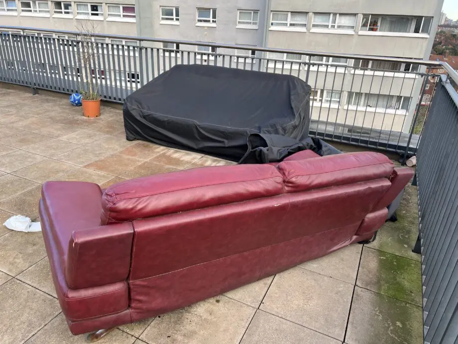 3 seat red sofa