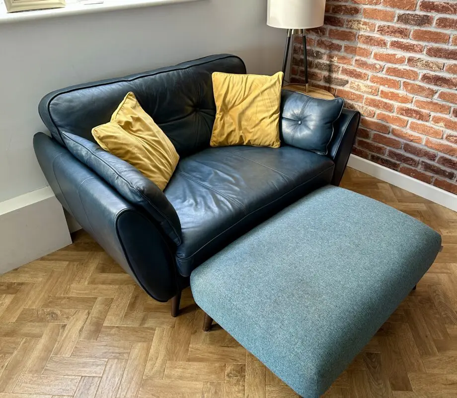 DFS Zinc leather cuddle sofa