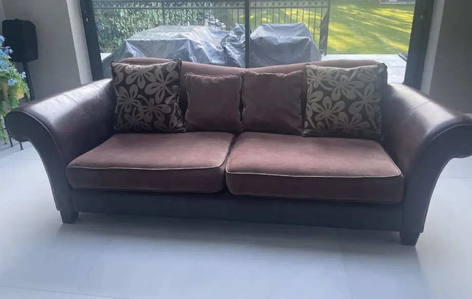 Large DFS 3 seater leather and fabric sofa