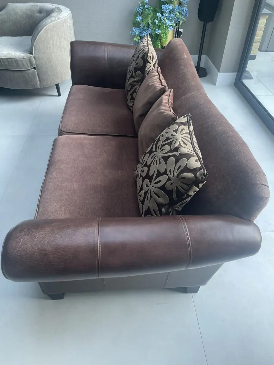 Large DFS 3 seater leather and fabric sofa