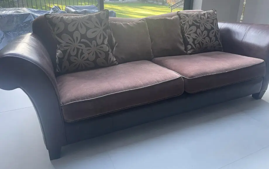 Large DFS 3 seater leather and fabric sofa