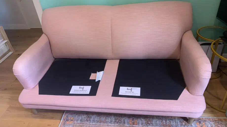Loaf Pink Linen Pudding Sofa - Medium
