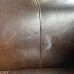 Next Dark Brown Leather 2 seater Sofa with dark wooden block feet