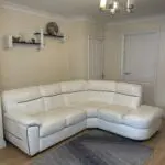 DFS White Leather Corner Sofa Set