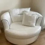 DFS White Leather Corner Sofa Set