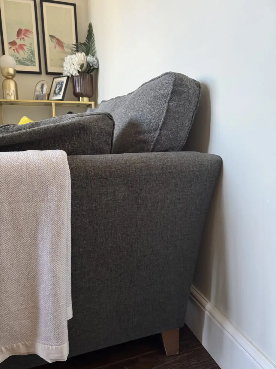 Grey upholstered 2 seater sofa