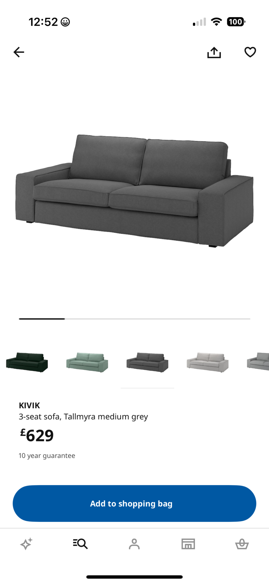 KIVIK 3 Seater Sofa with Footstool with storage
