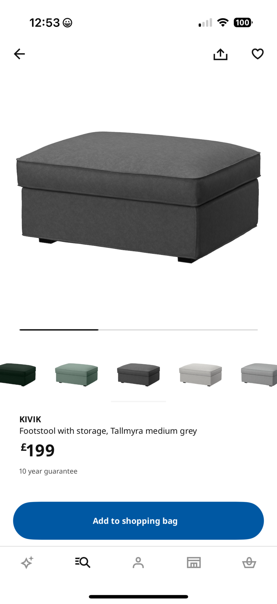 KIVIK 3 Seater Sofa with Footstool with storage