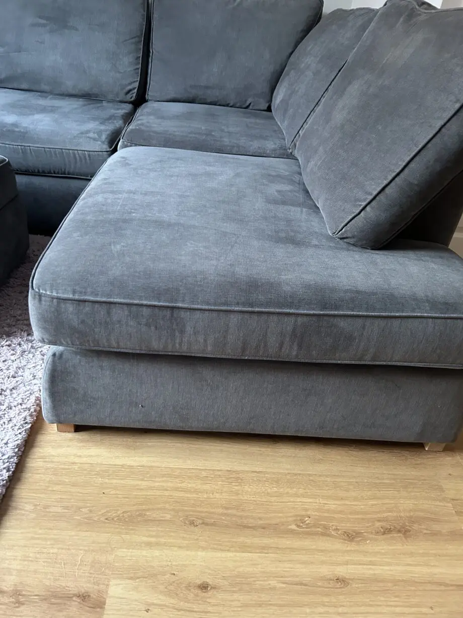 DFS GRAPHITE GREY ORKA CORNER SOFA AND FOOTSTOOL