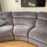 Scs grey cloud fabric 4 seater curved sofa including manual recliner