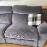 Scs grey cloud fabric 4 seater curved sofa including manual recliner
